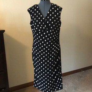 Polka dot side rouched dress